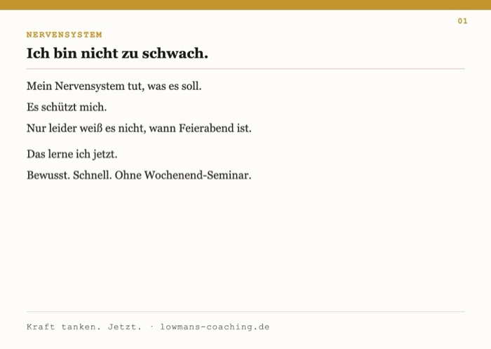 Sofort-Karte 01: Ich bin nicht zu schwach.