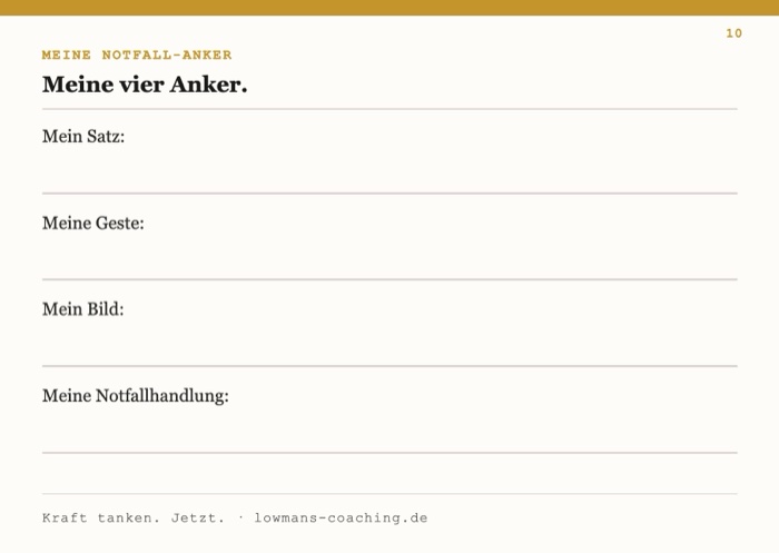 Sofort-Karte 10: Meine vier Anker, zum Ausfüllen